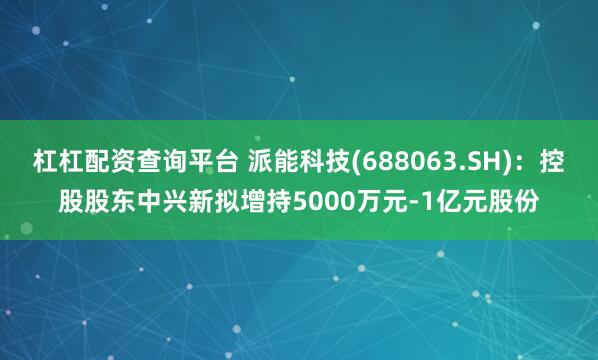 杠杠配资查询平台 派能科技(688063.SH)：控股股东中兴新拟增持5000万元-1亿元股份